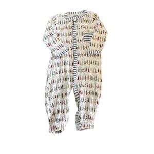 MudPie Striped Baby Onesie with Colorful Fishing Print
